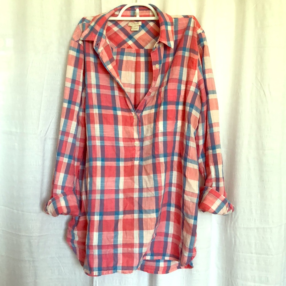Plaid Linen Summer Popover